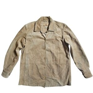 Vintage Suede Shirt Jacket - Tan Lightweight Coat